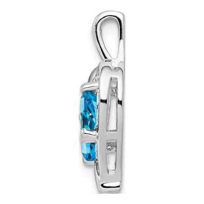 Sterling Silver Swiss Blue Topaz & Diamond Heart Pendant – view 3