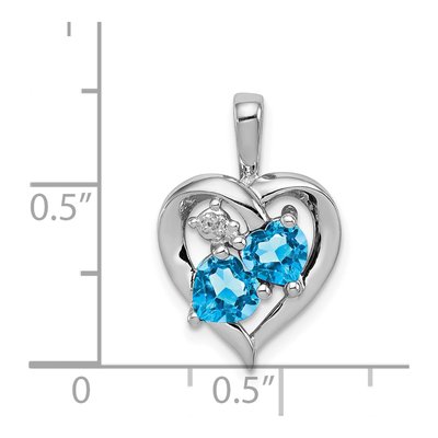 Sterling Silver Swiss Blue Topaz & Diamond Heart Pendant – view 4