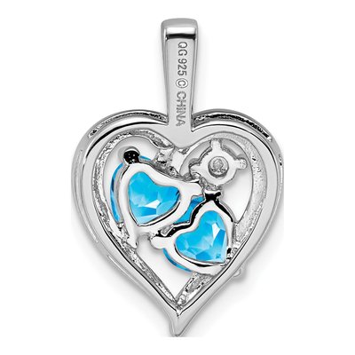 Sterling Silver Swiss Blue Topaz & Diamond Heart Pendant – view 5