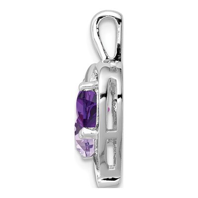 Sterling Silver Rose de France Amethyst & Amethyst Heart Pendant – view 3
