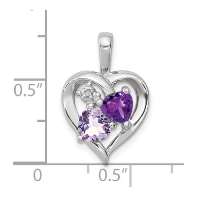 Sterling Silver Rose de France Amethyst & Amethyst Heart Pendant – view 4