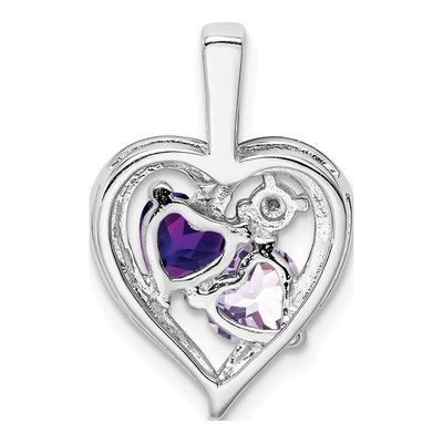 Sterling Silver Rose de France Amethyst & Amethyst Heart Pendant – view 5