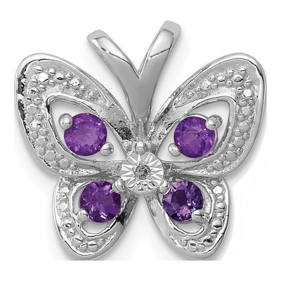 Sterling Silver Amethyst & Diamond Pendant