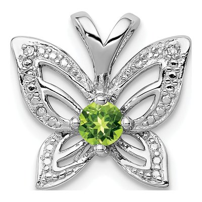 Sterling Silver Peridot & Diamond Pendant