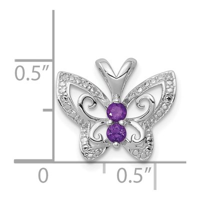 Sterling Silver Amethyst & Diamond Slide Pendant – view 4