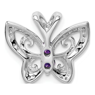 Sterling Silver Amethyst & Diamond Slide Pendant – view 5