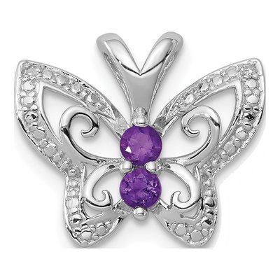 Sterling Silver Amethyst & Diamond Slide Pendant