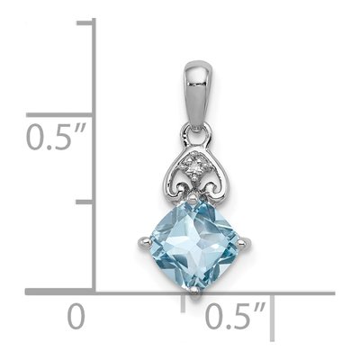 Sterling Silver Sky Blue Topaz & Diamond Pendant – view 4