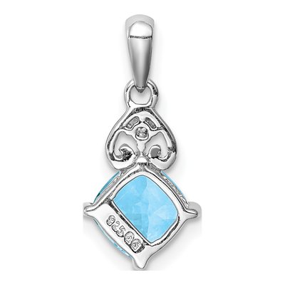 Sterling Silver Sky Blue Topaz & Diamond Pendant – view 5