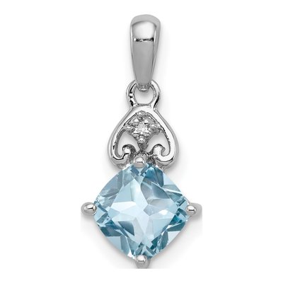 Sterling Silver Sky Blue Topaz & Diamond Pendant