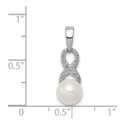 Sterling Silver Freshwater Cultured Pearl & Diamond Pendant – view 4