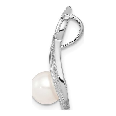 Sterling Silver Freshwater Cultured Pearl & Diamond Slide Pendant – view 3