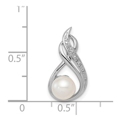 Sterling Silver Freshwater Cultured Pearl & Diamond Slide Pendant – view 4