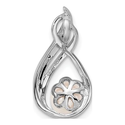 Sterling Silver Freshwater Cultured Pearl & Diamond Slide Pendant – view 5