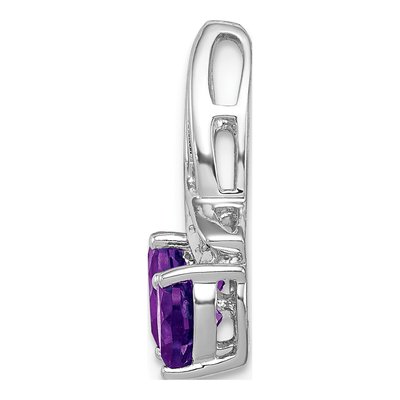 Sterling Silver Amethyst & Diamond Heart Slide Pendant – view 3