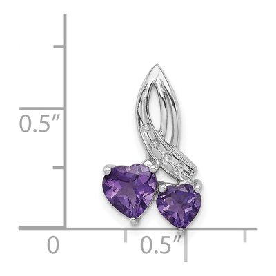Sterling Silver Amethyst & Diamond Heart Slide Pendant – view 4