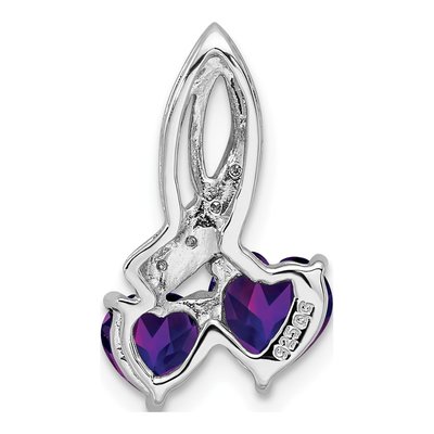 Sterling Silver Amethyst & Diamond Heart Slide Pendant – view 5