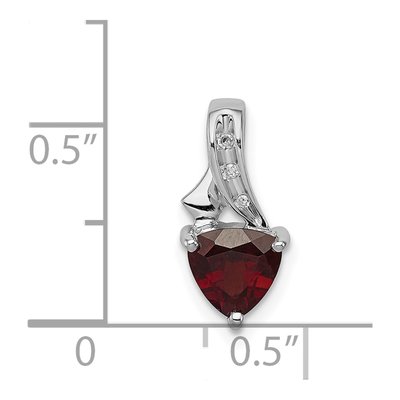 Sterling Silver Garnet & Diamond Trillion Pendant – view 4