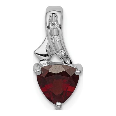 Sterling Silver Garnet & Diamond Trillion Pendant