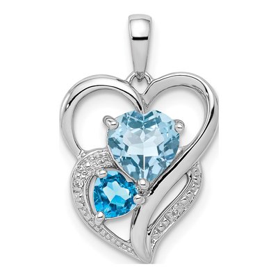 Sterling Silver Sky Blue Topaz & Swiss Blue Topaz Pendant