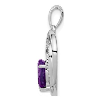 Sterling Silver Amethyst & Diamond Heart Pendant – view 3