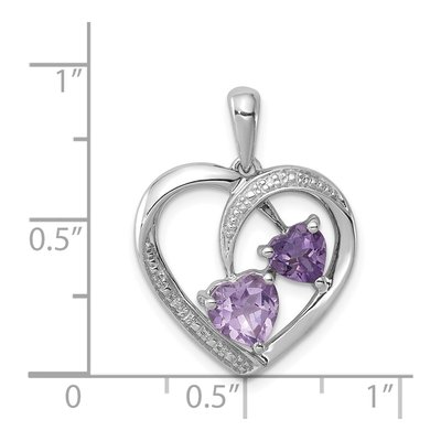 Sterling Silver Rose de France Amethyst & Amethyst RH Pendant – view 3