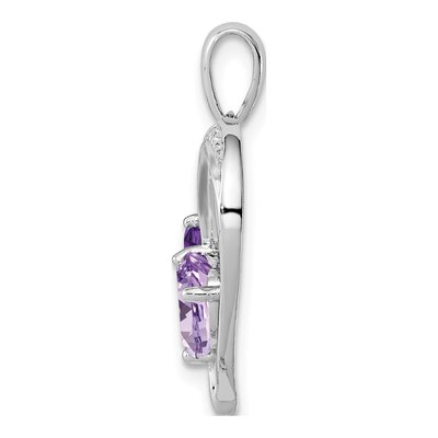 Sterling Silver Amethyst & Diamond Heart Pendant – view 3