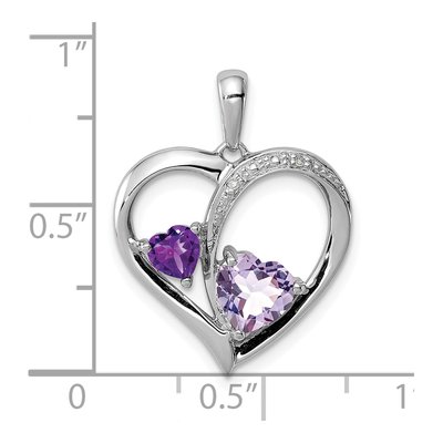 Sterling Silver Amethyst & Diamond Heart Pendant – view 4