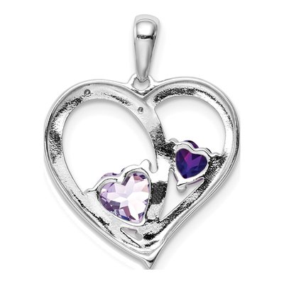 Sterling Silver Amethyst & Diamond Heart Pendant – view 5