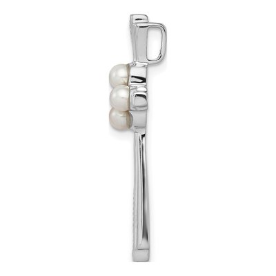 Sterling Silver Freshwater Cultured Pearl & Diamond Cross Pendant – view 3