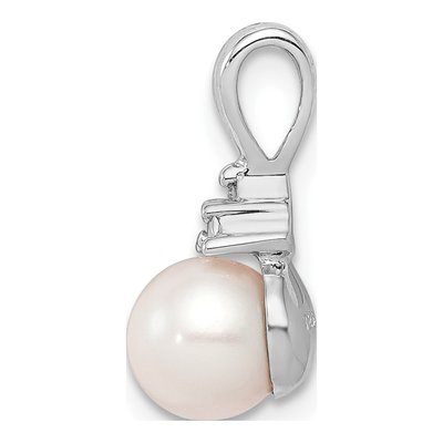 Sterling Silver Freshwater Cultured Pearl & Diamond Pendant – view 3