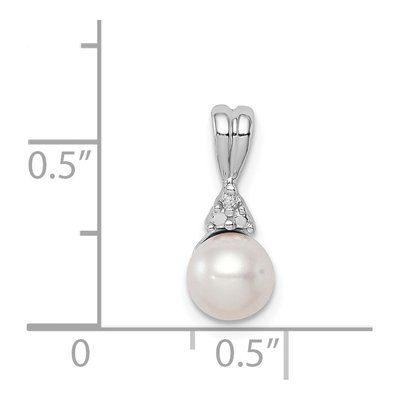 Sterling Silver Freshwater Cultured Pearl & Diamond Pendant – view 5