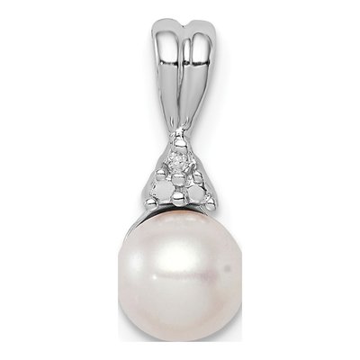 Sterling Silver Freshwater Cultured Pearl & Diamond Pendant