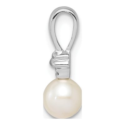 Sterling Silver Freshwater Cultured Pearl & Diamond Pendant – view 3