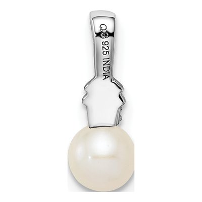 Sterling Silver Freshwater Cultured Pearl & Diamond Pendant – view 4