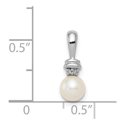 Sterling Silver Freshwater Cultured Pearl & Diamond Pendant – view 5