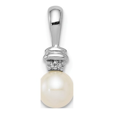 Sterling Silver Freshwater Cultured Pearl & Diamond Pendant