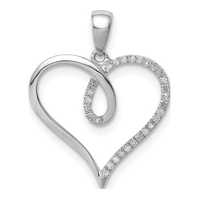 Sterling Silver 0.09 ct tw Diamond Heart Pendant