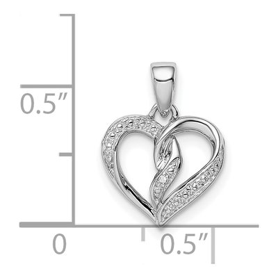 Sterling Silver Diamond Heart Pendant – view 5