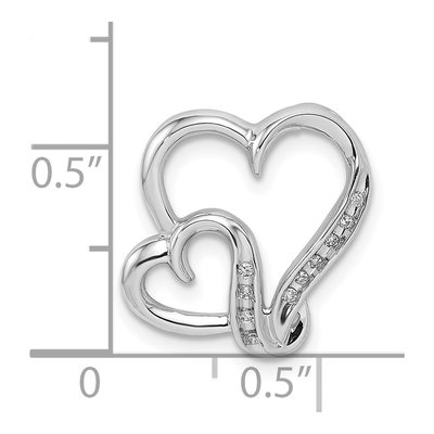 Sterling Silver Diamond Double Heart Pendant – view 4