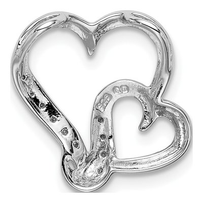 Sterling Silver Diamond Double Heart Pendant – view 5