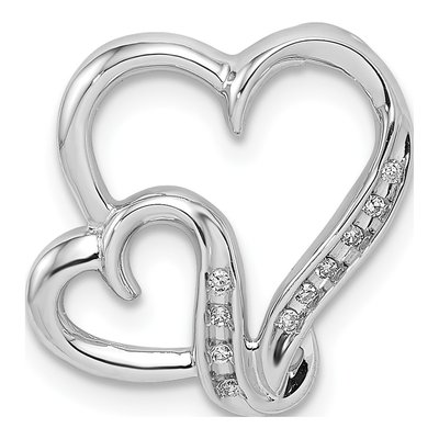 Sterling Silver Diamond Double Heart Pendant