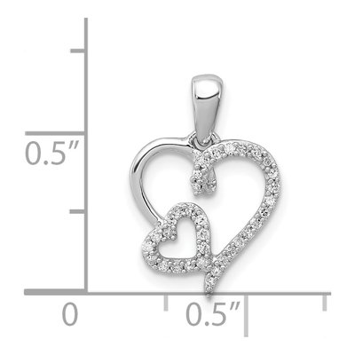 Sterling Silver 1/8 ct tw Diamond Double Heart Pendant – view 4