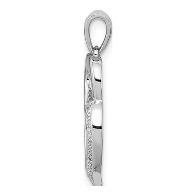 Sterling Silver Diamond Double Heart Pendant – view 3