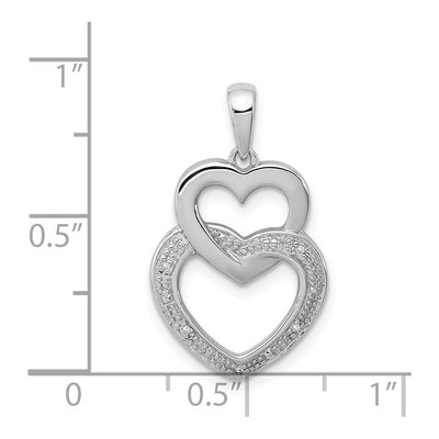 Sterling Silver Diamond Double Heart Pendant – view 4