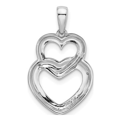 Sterling Silver Diamond Double Heart Pendant – view 5
