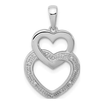 Sterling Silver Diamond Double Heart Pendant