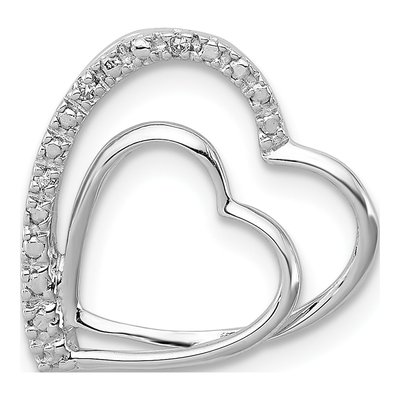 Sterling Silver Diamond Double Heart Pendant