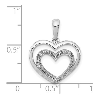 Sterling Silver Diamond Double Heart Pendant – view 4