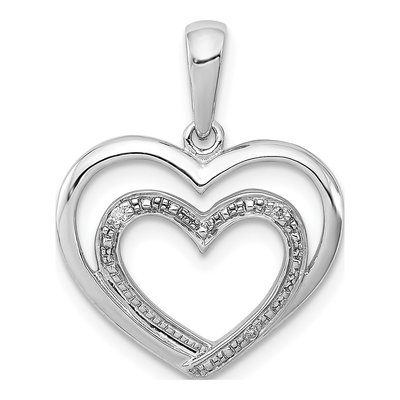 Sterling Silver Diamond Double Heart Pendant